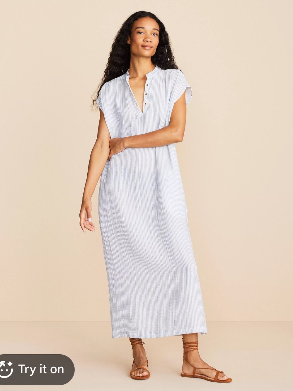 Lou & Grey Triple Cloth Split Neck Maxi Dress